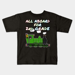 All Aboard For 2nd Grade Steam Train Kids T-Shirt